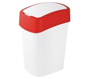 KOSZ NA ŚMIECI 50L BIAŁO CZERWONY FLIP