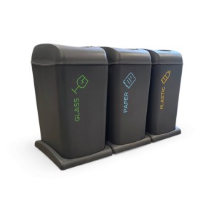 Zestaw koszy do segregacji | 3x40l | Szare + podstawa