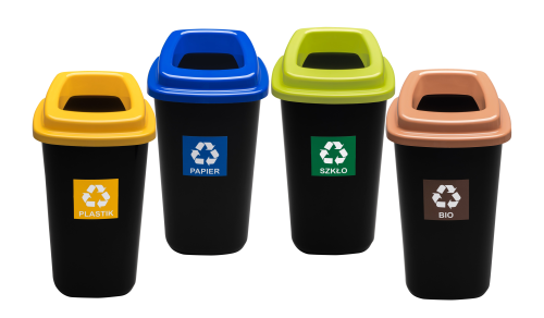 zestaw kosze 45l sort 4.png, zestaw koszy, kosze do segregacji, kosz ma plastik, kosz na szkło, kosz na papier, kosz na bio odpady